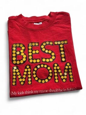 Vintage 1990s Best Mom Red Graphic Top XL